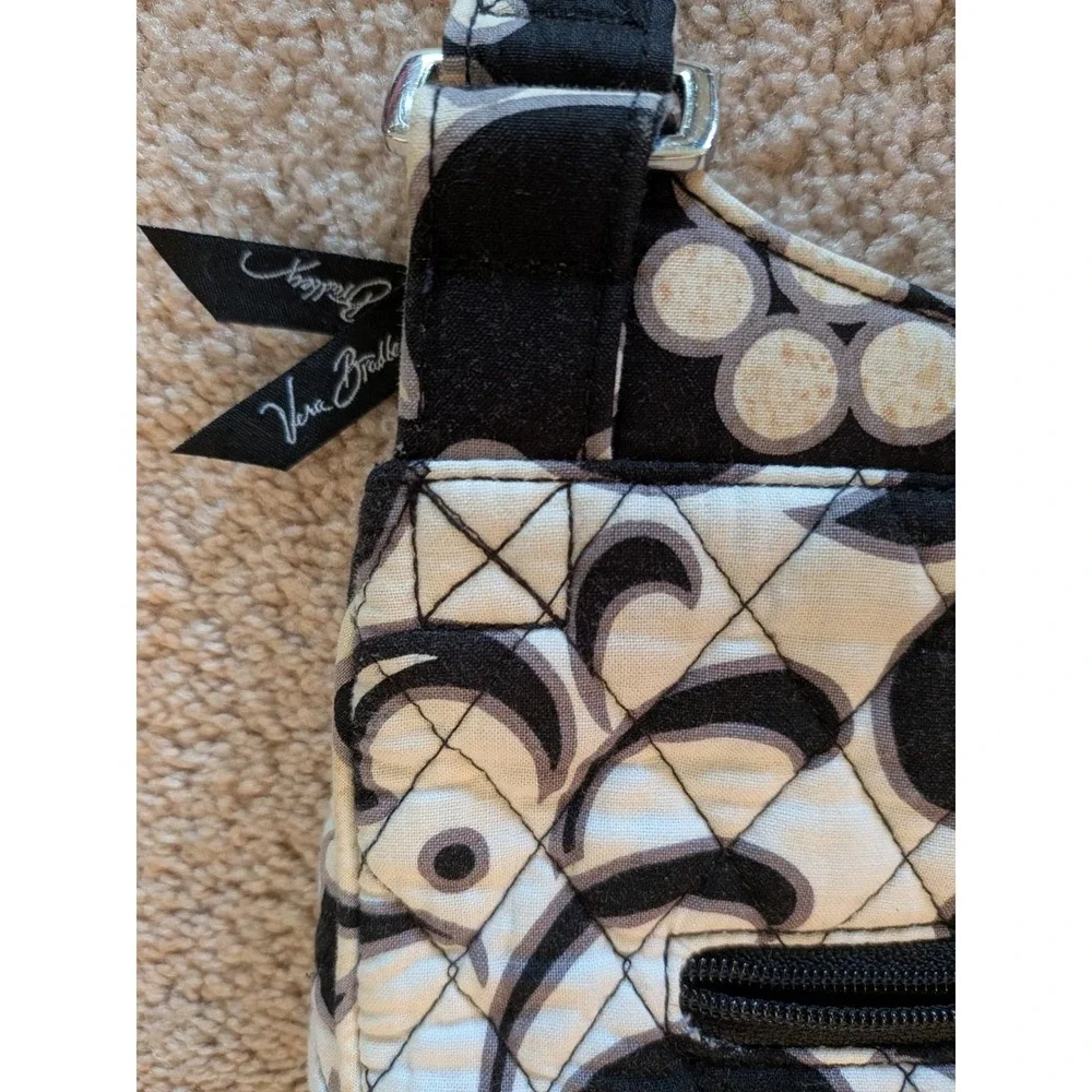 Vera Bradley Hipster‎ Crossbody Bag & Matching Wallet Set Black White Floral